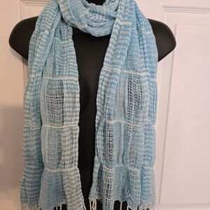 Light Blue Woven Scarf New 66 Inch